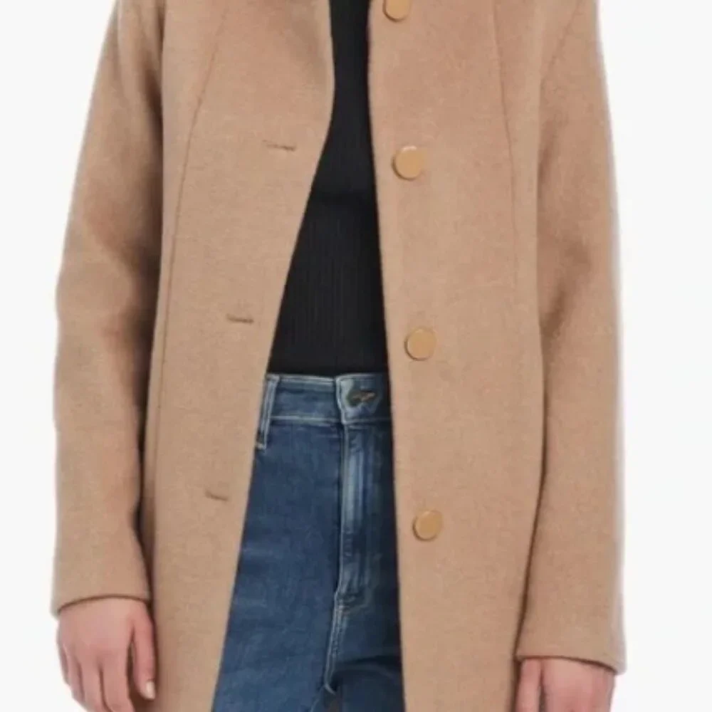 NWT - Kate Spade New York High Neck Wool Blend Coat in Camel - Size XL